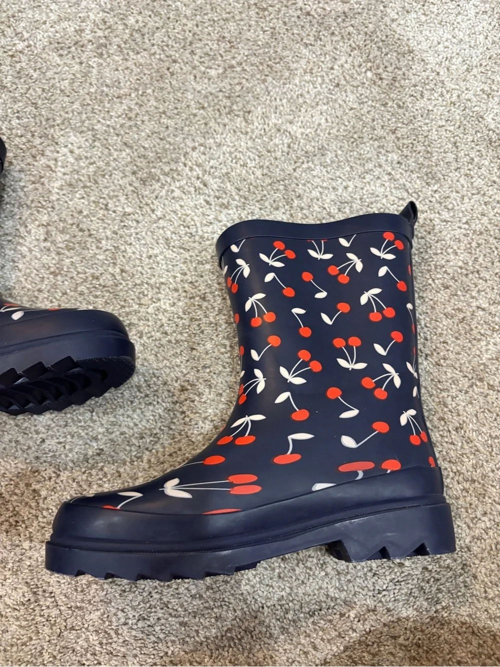 Janie and Jack Cherry Print Little Girl Rain Boots Size 12